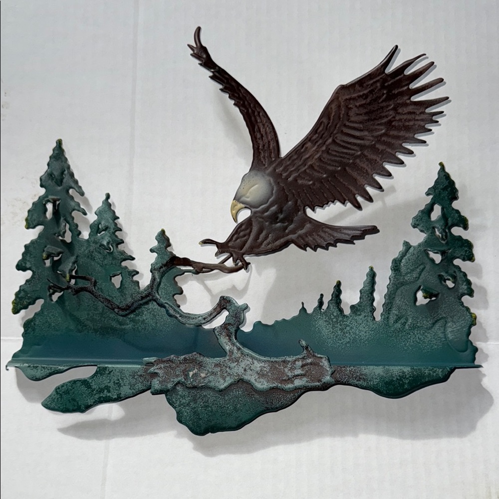 Metal Eagle Wall Art with Forest Design